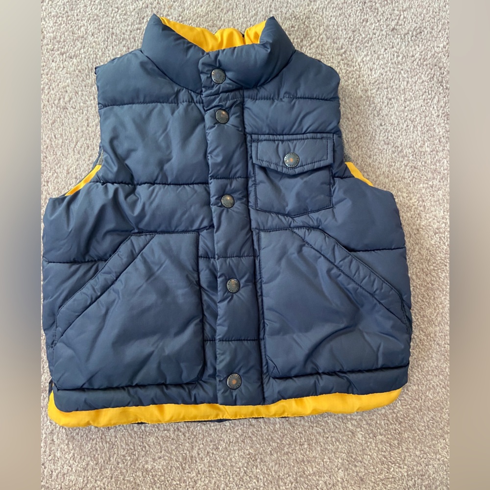 Baby Gap Navy Blue and Yellow Quilted Vest